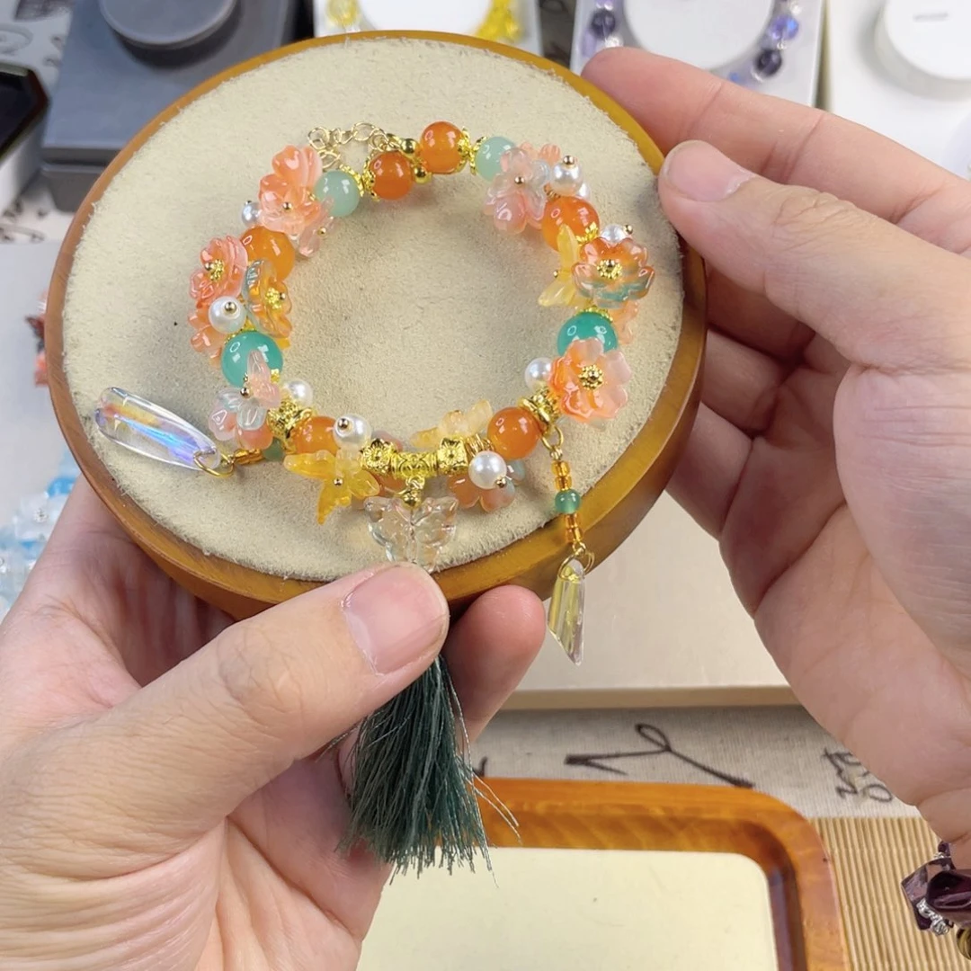 针钠钙石手链银S925镀金镶嵌