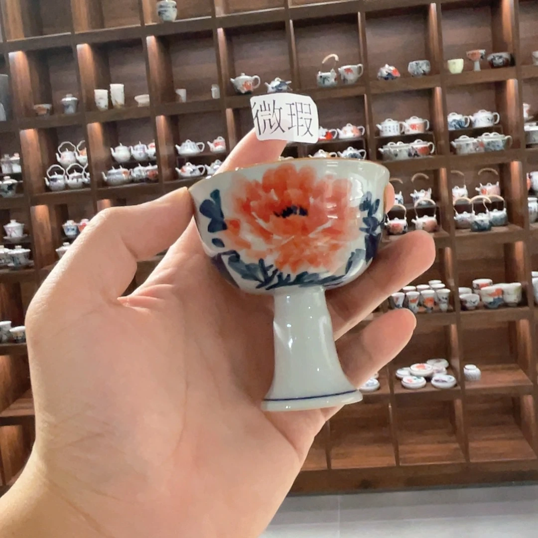 釉下手绘茶具微瑕