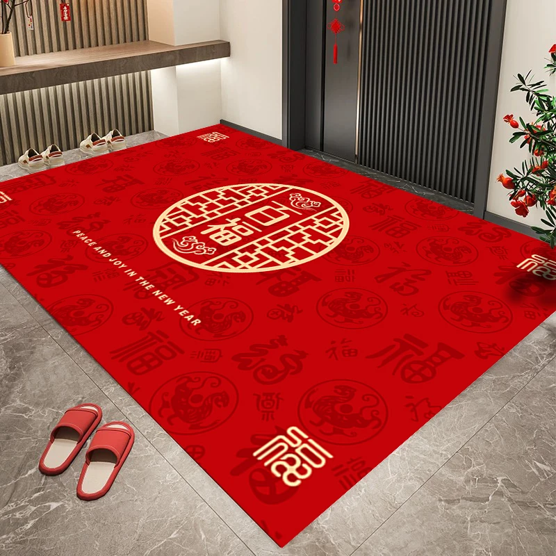 2025新款喜庆入户门垫红色进门口地垫玄关吸水防滑可裁家用地毯垫
