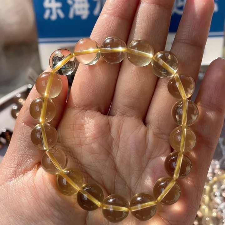 水晶手串未镶嵌纯净体黄水晶双A