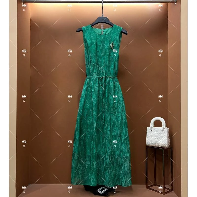 【盈】夏季新款复古时尚百搭印花无袖连衣裙 H-529