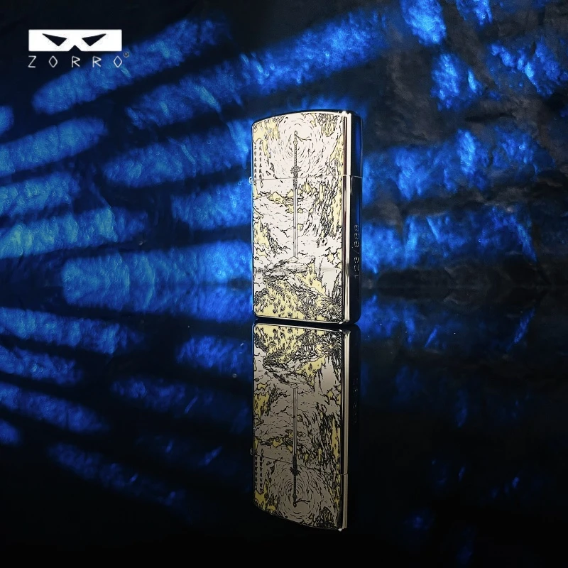 ZORRO佐罗窄版白镍双色剑来煤油防风打火机男女生创意打火机