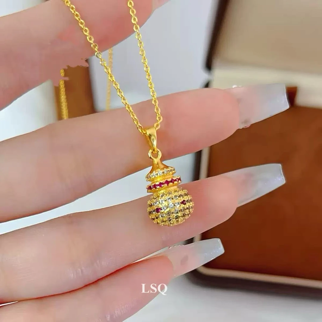 铜合金项链 SQ思岐新中式-小福罐点锆葫芦项链5872