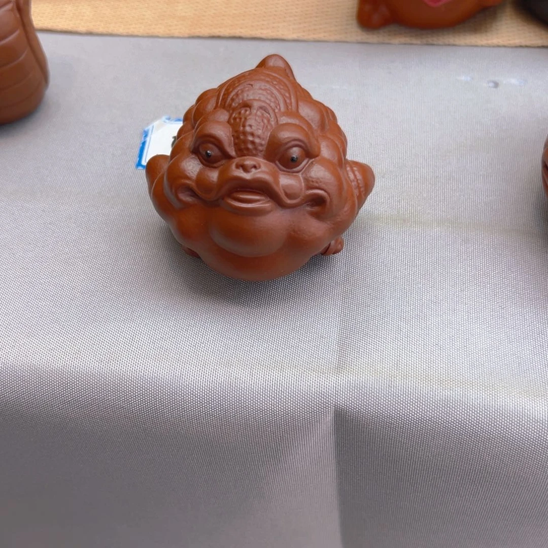 紫砂茶宠朱泥小号龙蟾开播福利