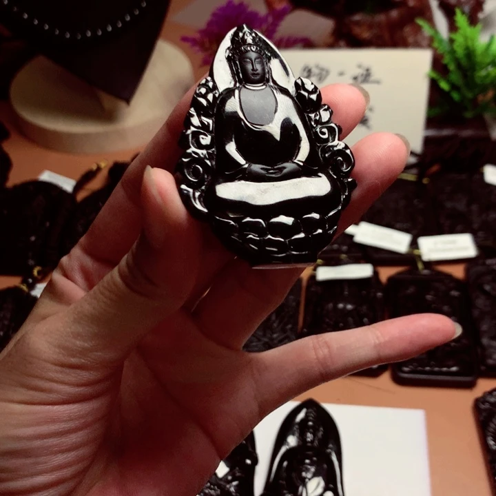 翡翠未镶嵌颈饰天然缅甸a货钢琴黑挂件