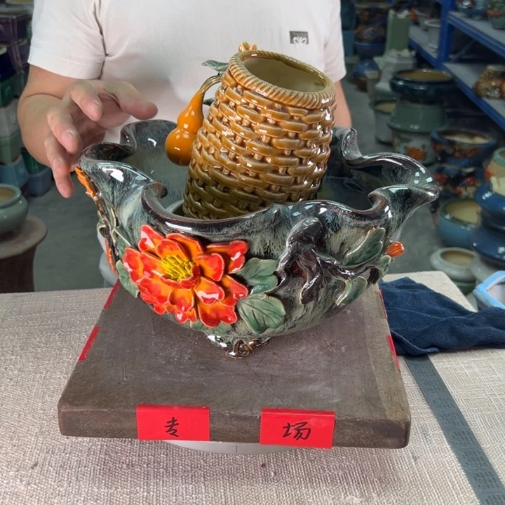泳坤堂石湾盆索*板陶瓷
