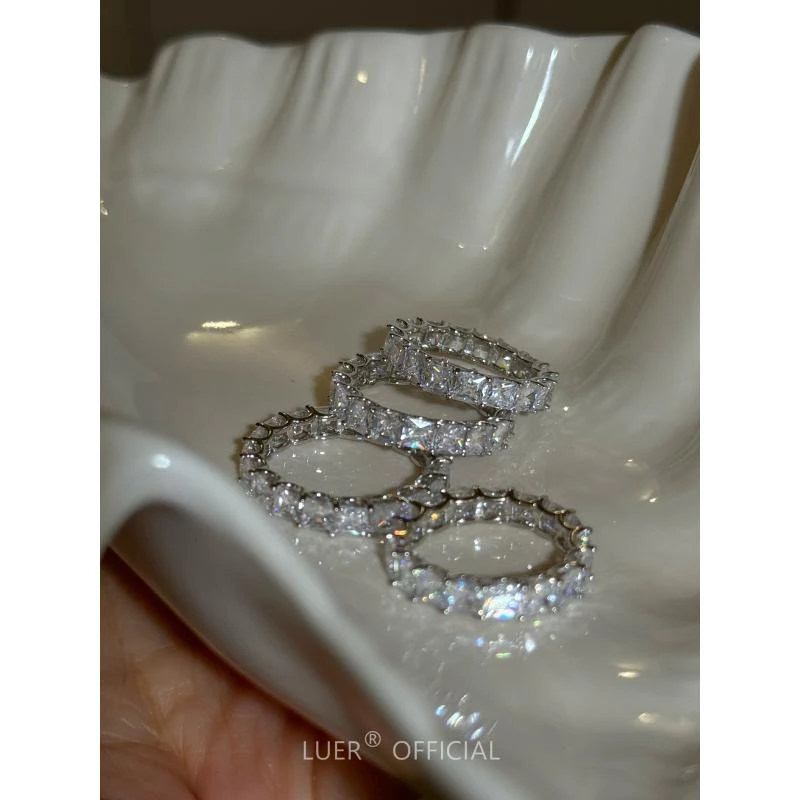 爆闪进口7A锆石重工轻奢通体S925纯银满钻戒指指环百搭手饰女