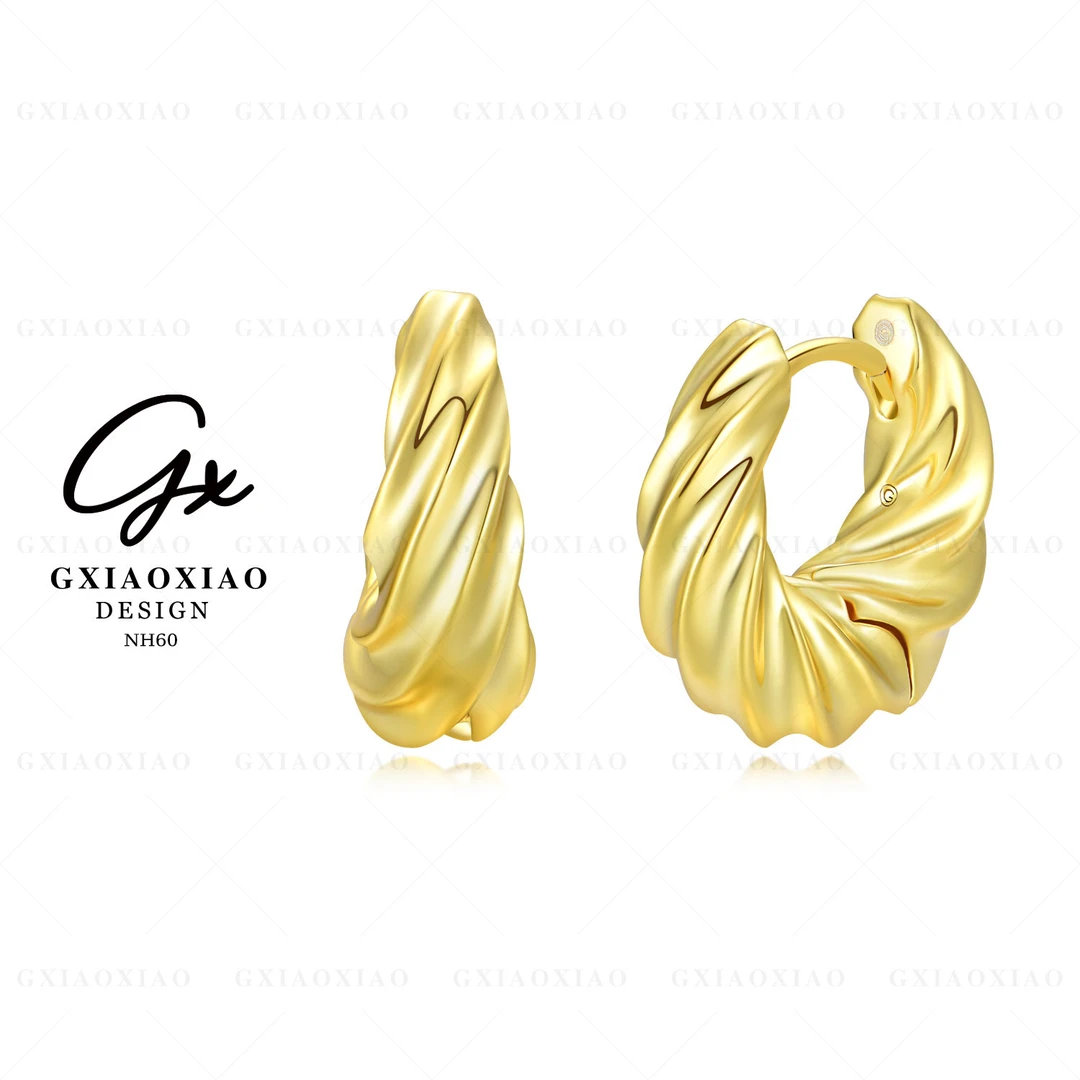 铜合金耳饰 GXX 复古气质高级感螺纹几何港风耳环 NH60