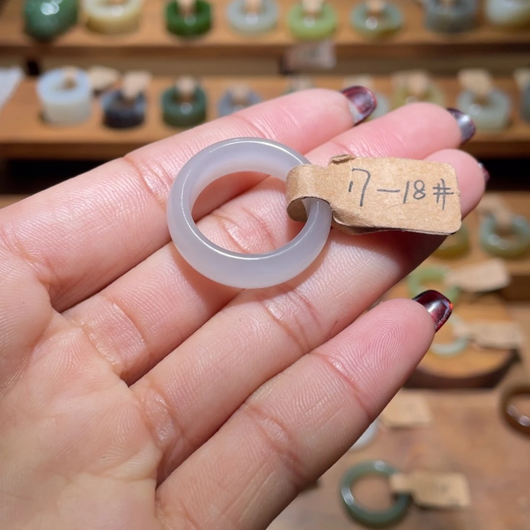 和田玉戒指未镶嵌海***蝈18.3