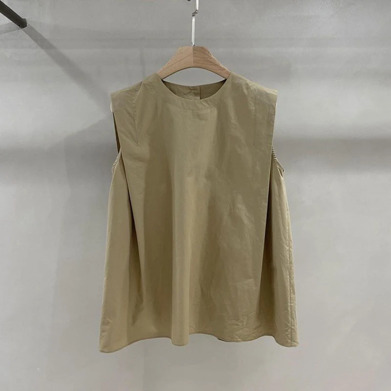 好看到心坎里！气质圆领宽松百搭无袖衬衫女夏季时尚新款上衣衬衫