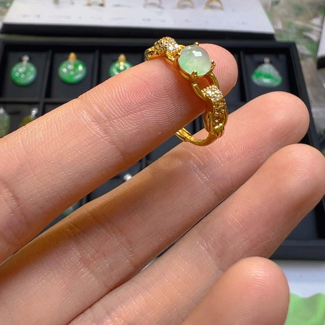 翡翠银S925镶嵌戒指