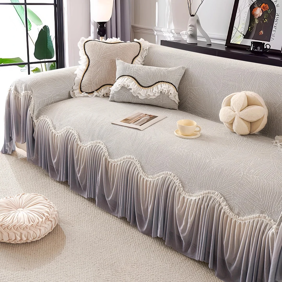 法式流苏沙发巾四季通用雪尼尔新款高级感沙发套罩防滑全盖毯坐垫