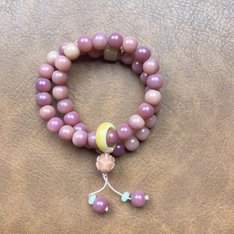 C01 蜜桃双圈菩提手串(配黄色礼盒）