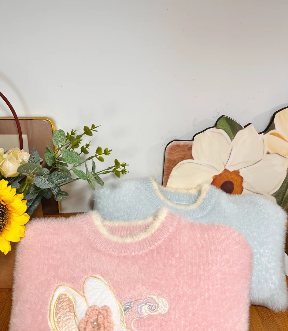 D221"不起球“女童L·H·NIAO2025秋冬韩系时尚软萌甜美可爱针织毛衣