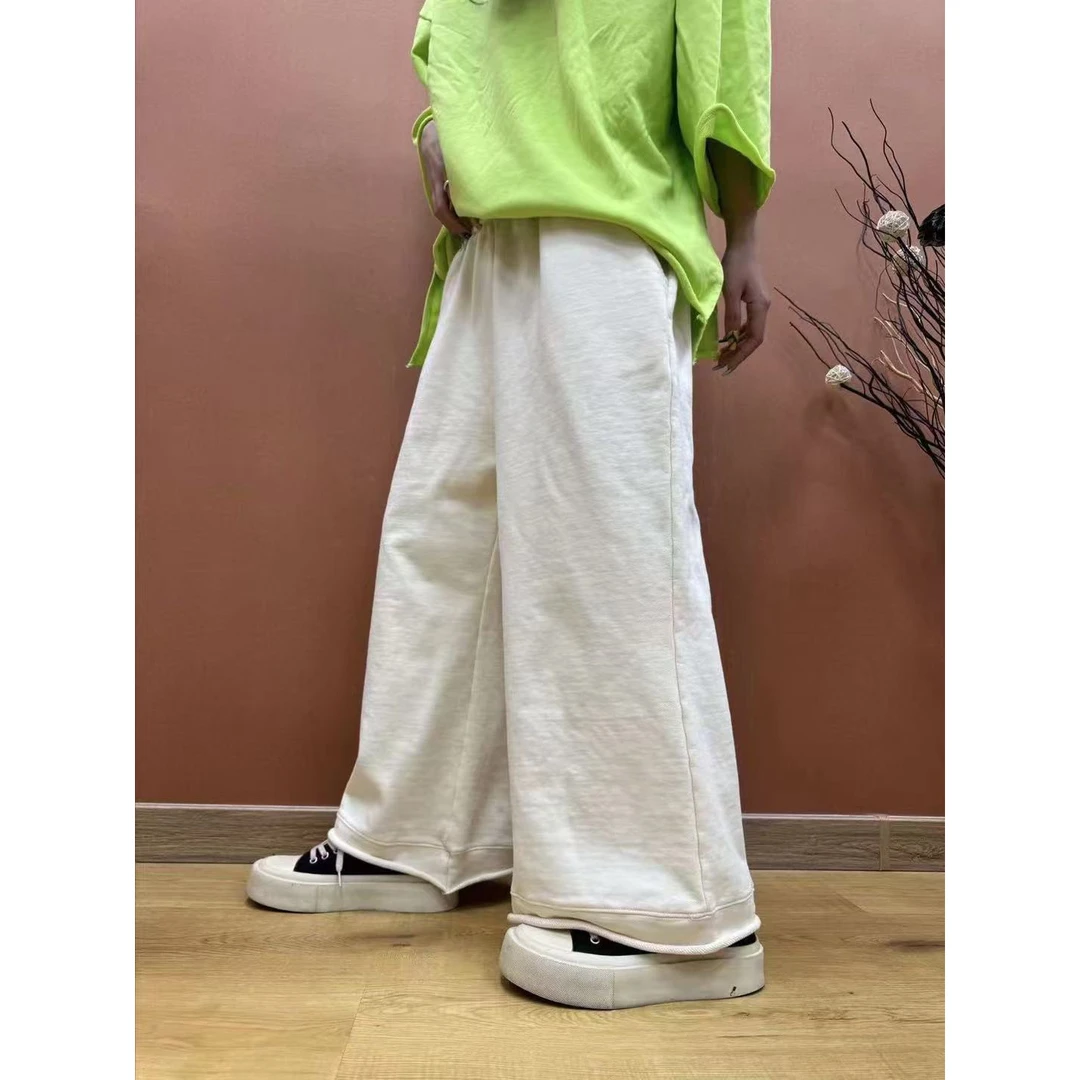 67357新款纯棉阔腿裤休闲裤时尚个性百搭洋气纯色宽松纯色潮流