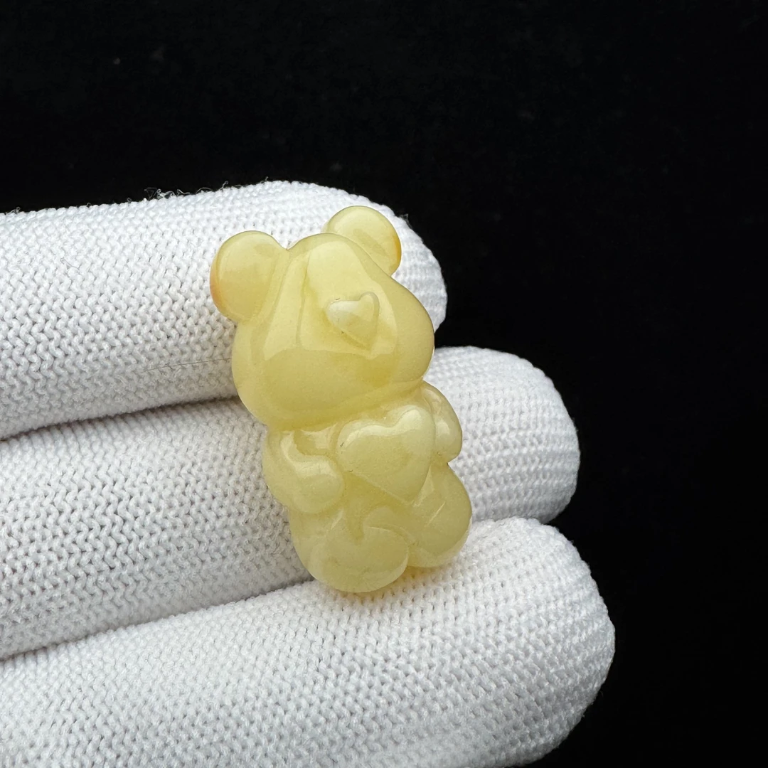K8994天然原矿俄料蜜蜡 满蜡小熊 16*28.5mm 支持复检