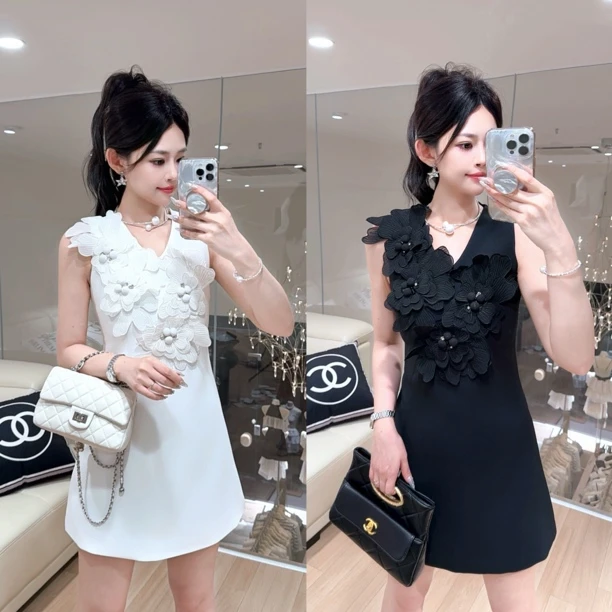 【柔嘉Yoga】西装V领A字裙高腰公主裙显瘦气质短款法式小礼服