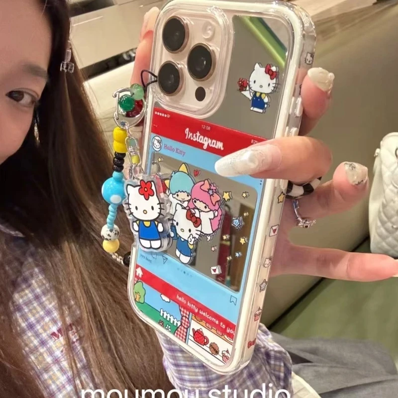 可爱镜面少女卡通适用苹果14手机壳iPhone15新款16proma新款1413