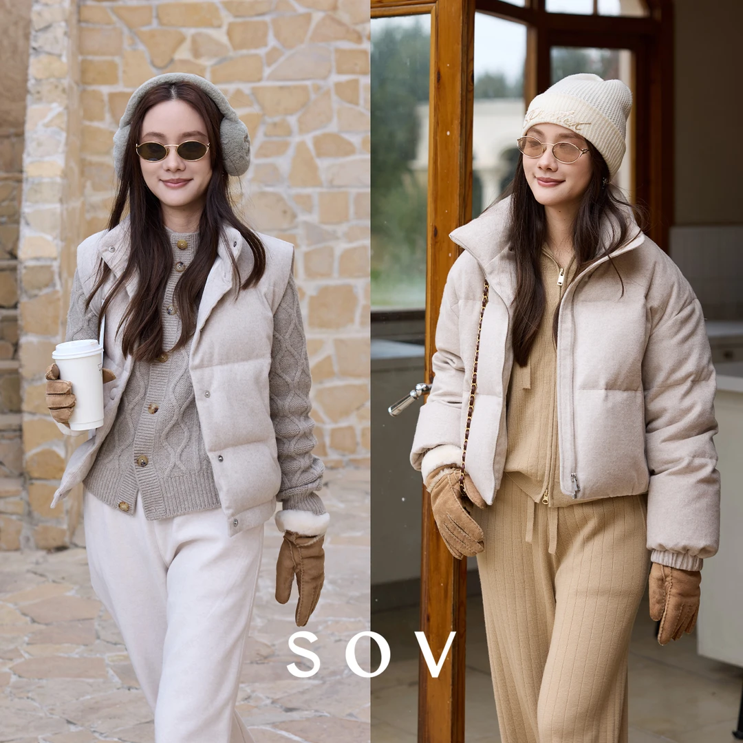 SOV "老钱羽绒" 90白鹅绒6A级桑蚕丝双骆驼绒 面包羽绒服