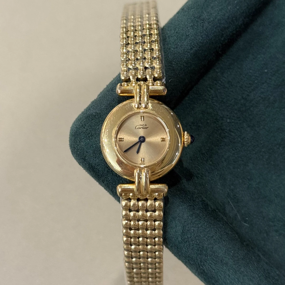95新 Cartier/卡地亚 小旋风/石英女表/24mm/复古简约金色