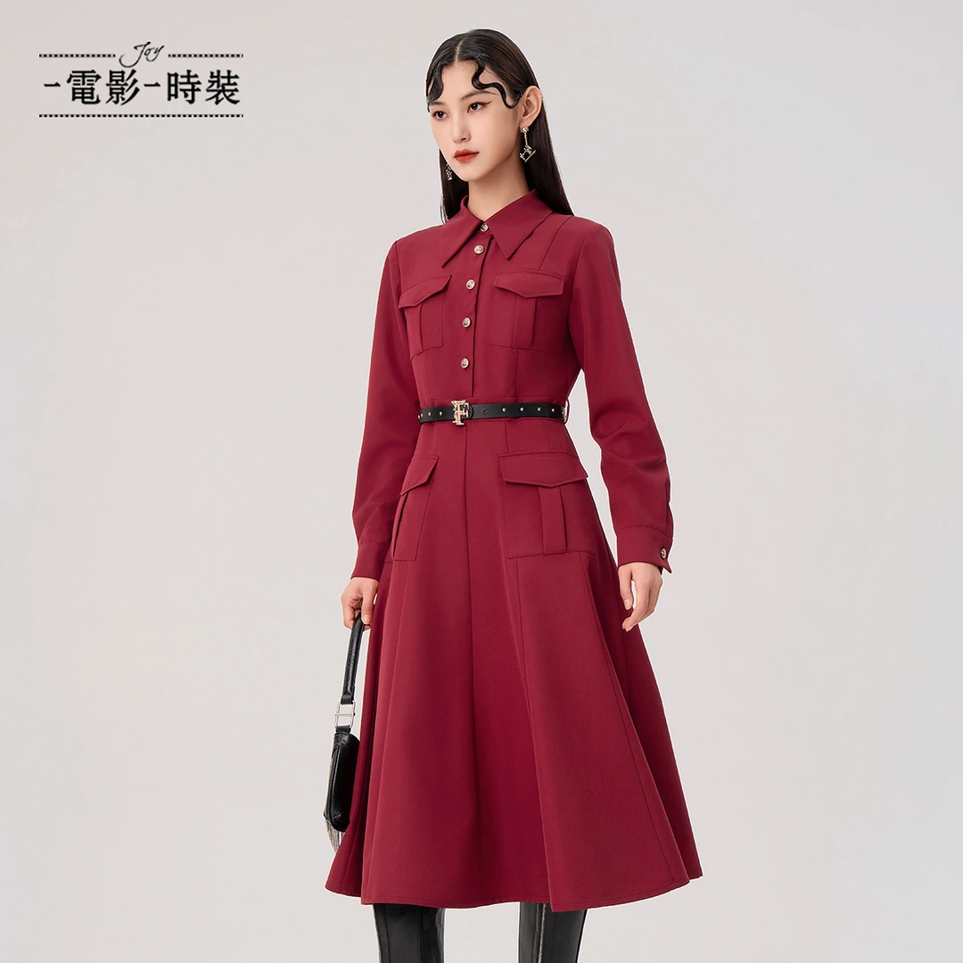 【芊芊专属】一电影一时装特工红色衬衫连衣裙 FFNL113640