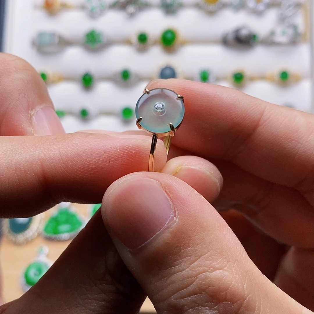 银S925镶嵌戒指翡翠戒指