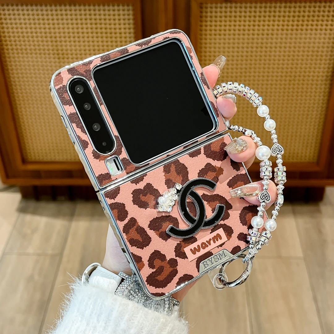 适用华为Pura x手机壳电镀豹纹双C贴皮pocket2折叠屏女款保护套