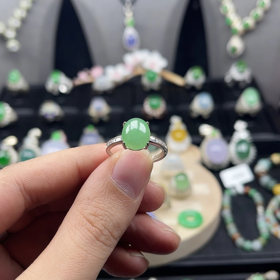 翡翠银S925镶嵌戒指