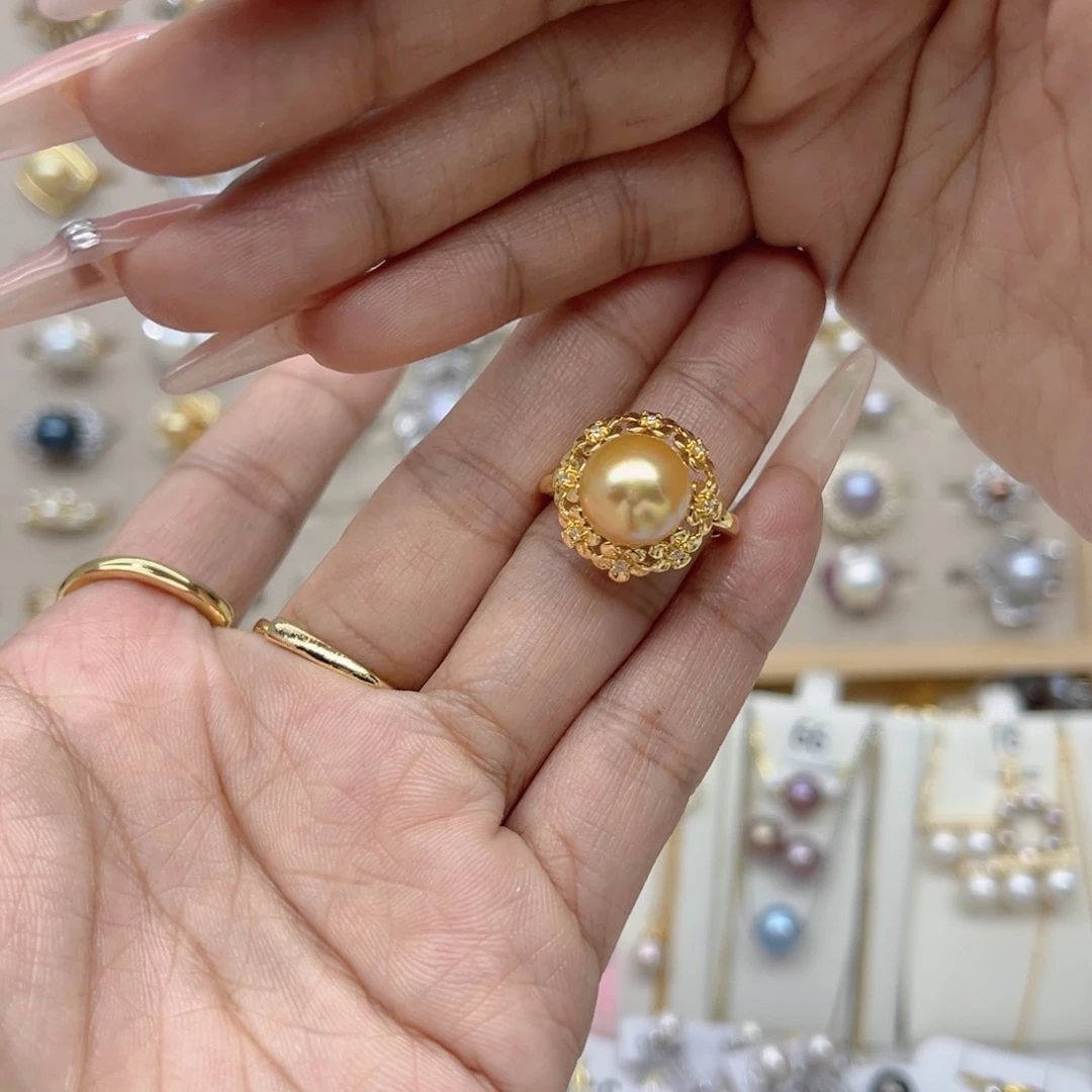 汉***风合金戒指淡水珍珠