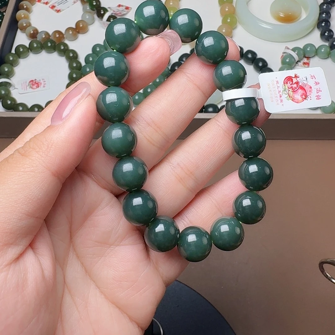和田玉未镶嵌手链沙枣青 12 细 蓝调