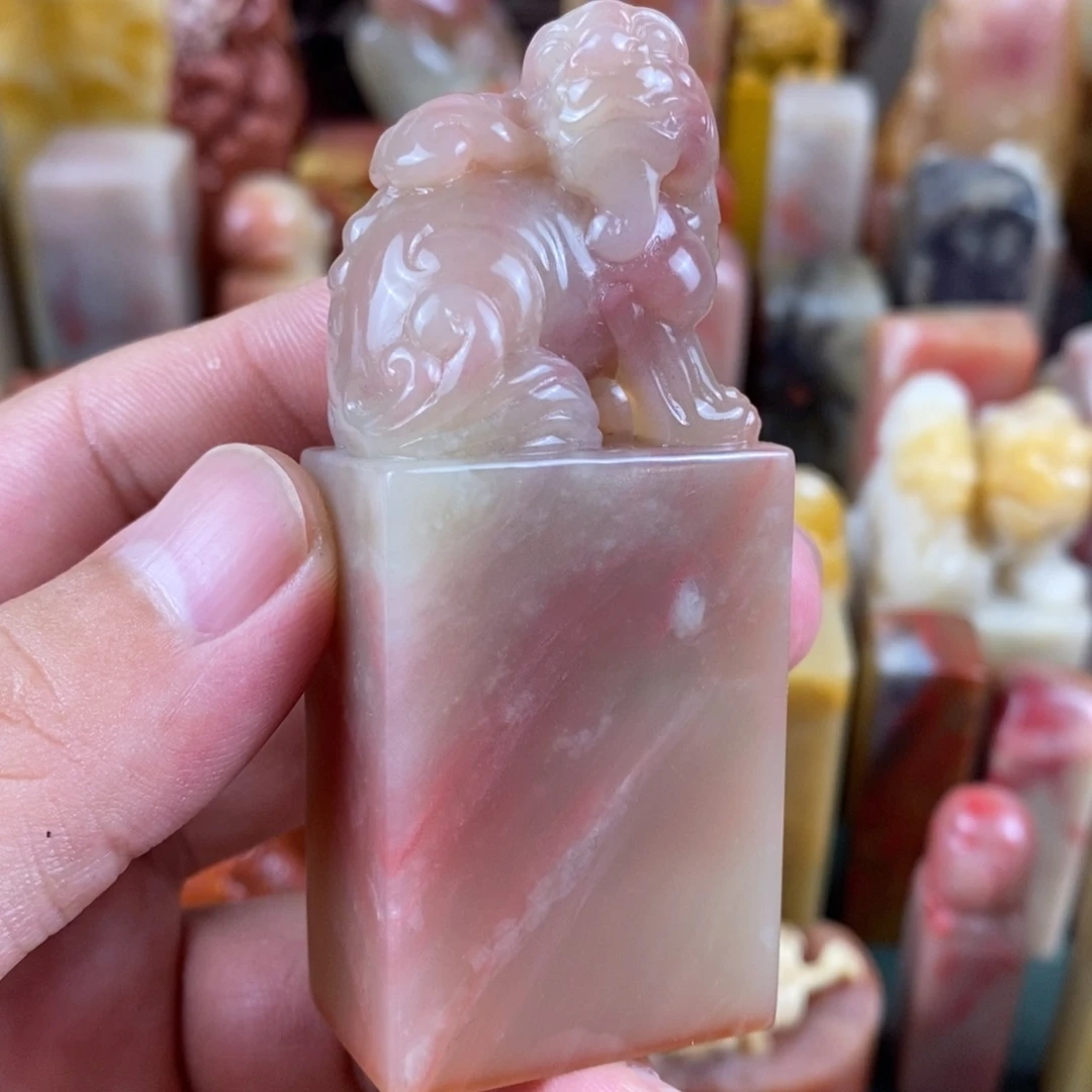 巴林石印石巴林石粉冻手工雕钮章