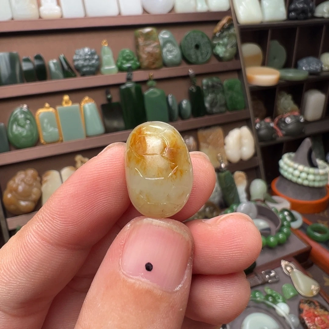 和田玉未镶嵌颈饰新疆原石皮色无科技拙工复古龟甲手串孔新品