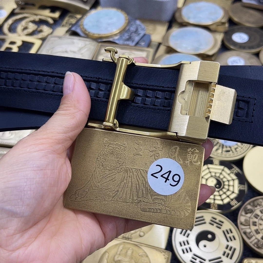 实心黄铜4.0宽自动雕刻虎送环