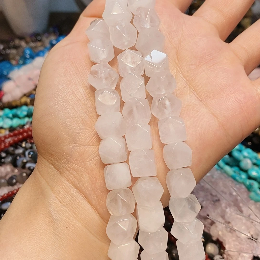 玛瑙/玉髓散珠天然白水晶八棱