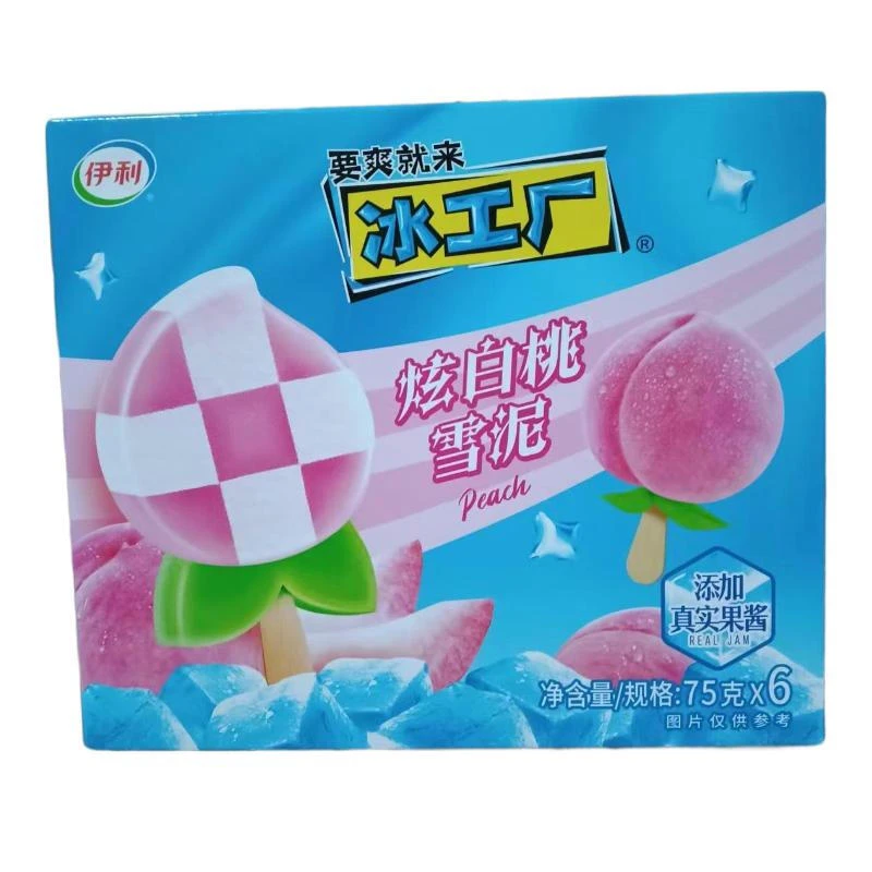伊利冰工厂炫白桃雪泥75g*6