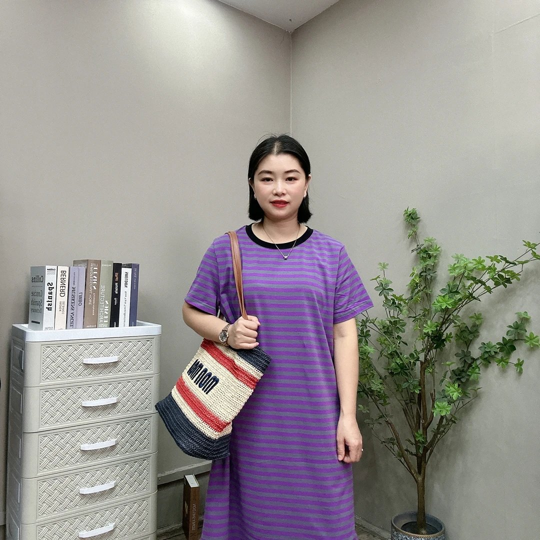侧边不对条【25701#】春夏女款休闲时尚百搭A字版女士连衣裙