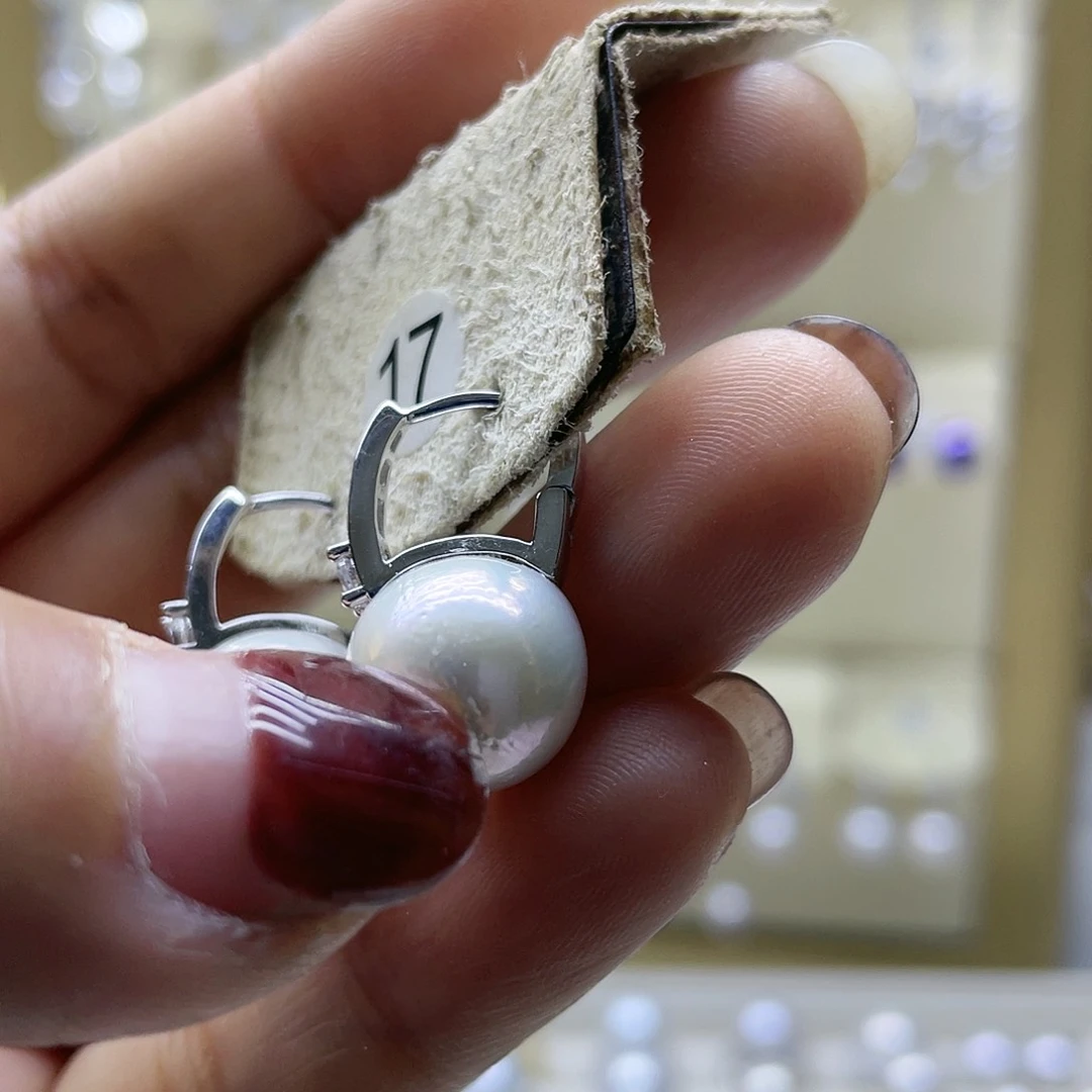 淡水珍珠耳饰银S925镶嵌