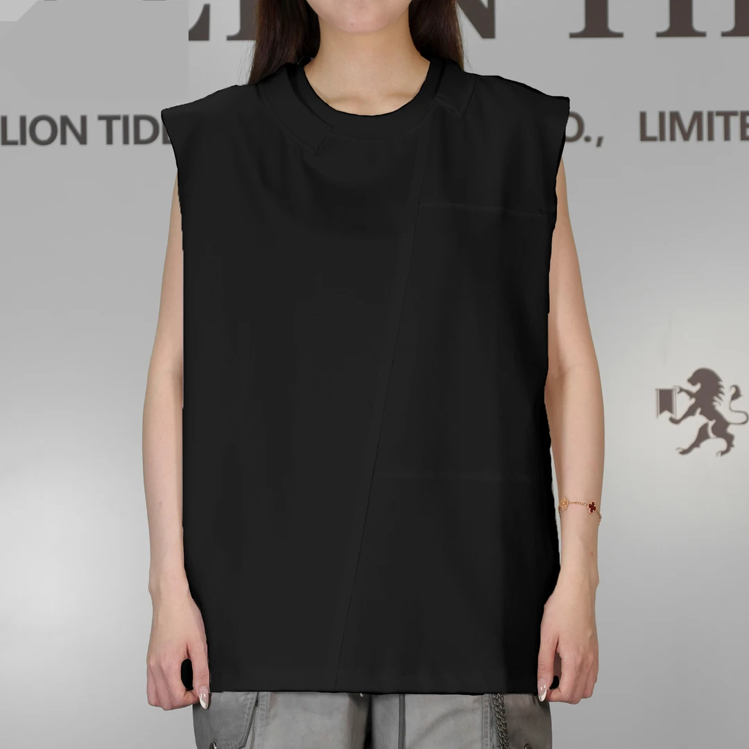 2025H·K美狮潮牌时尚夏季简约轻职风纯色拼接百搭休闲背心