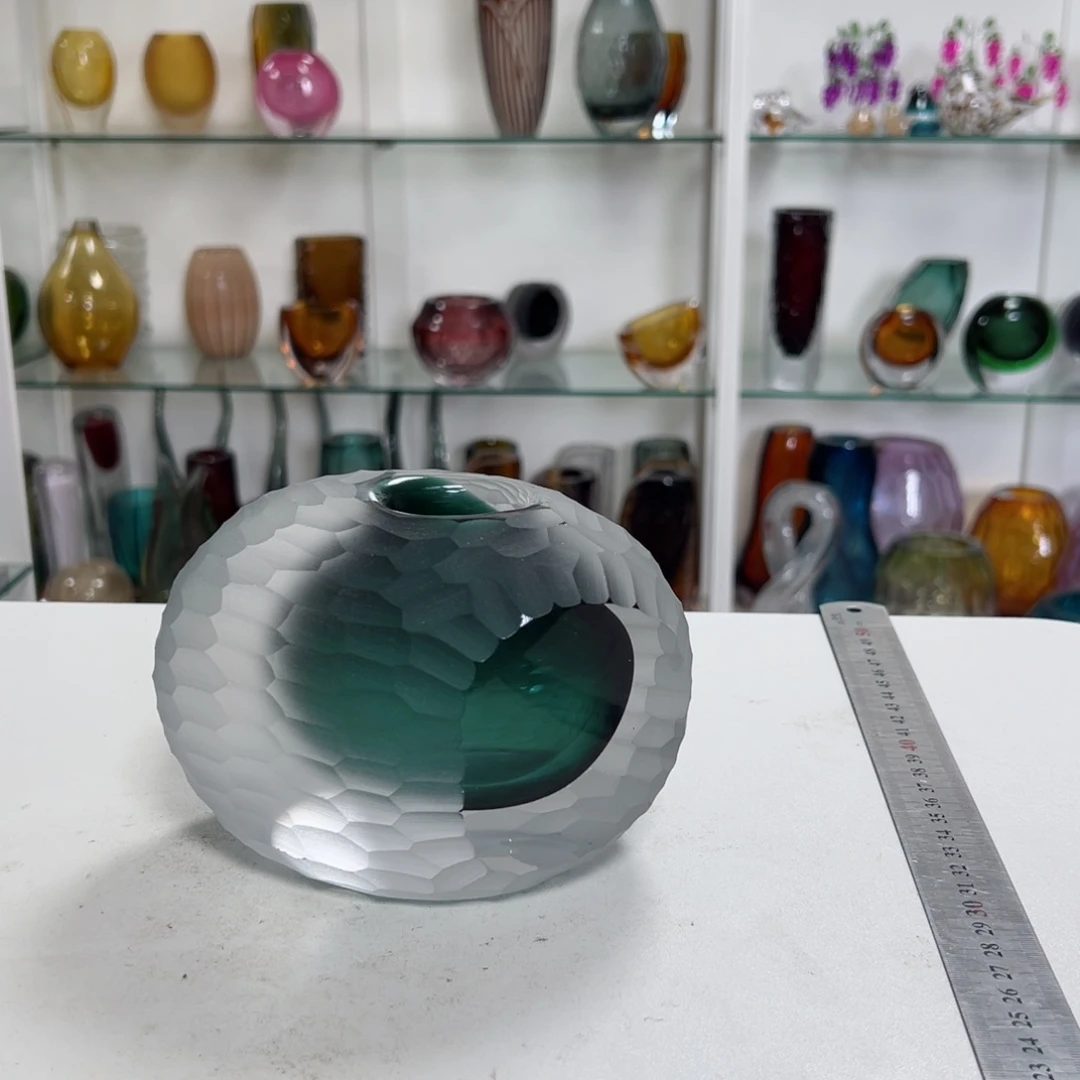 幻彩琉璃花器纯手工痕迹高度13