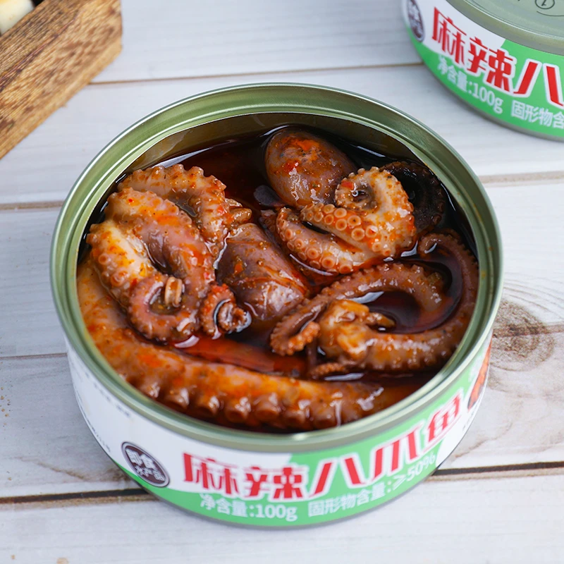 高品质麻辣八爪鱼网红爆头捞汁小海鲜麻辣即食罐装海鲜零食鲜夜宵