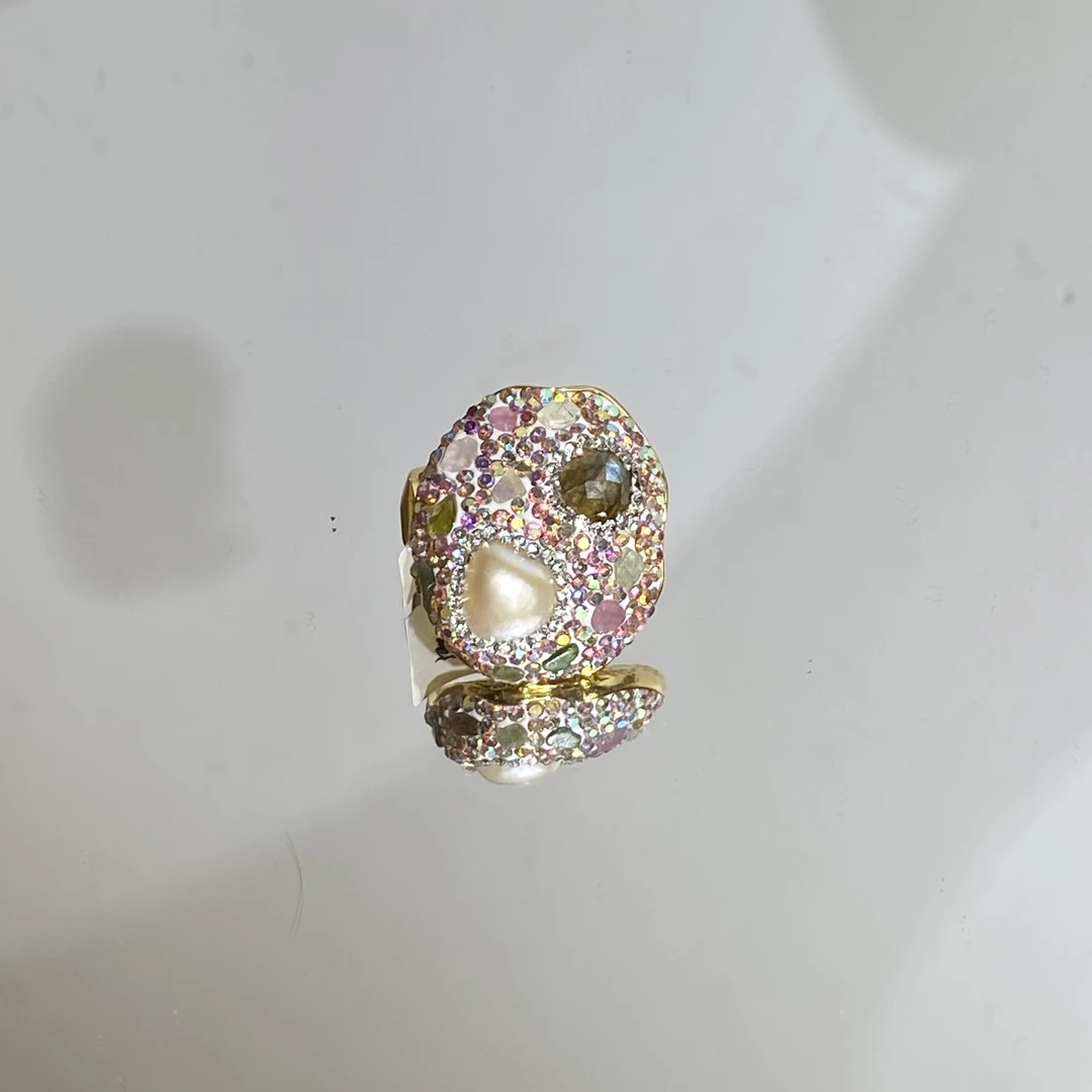 铜合金合成锆石戒指 TTSD 白色椭圆镶嵌轻奢百搭款戒指 1311