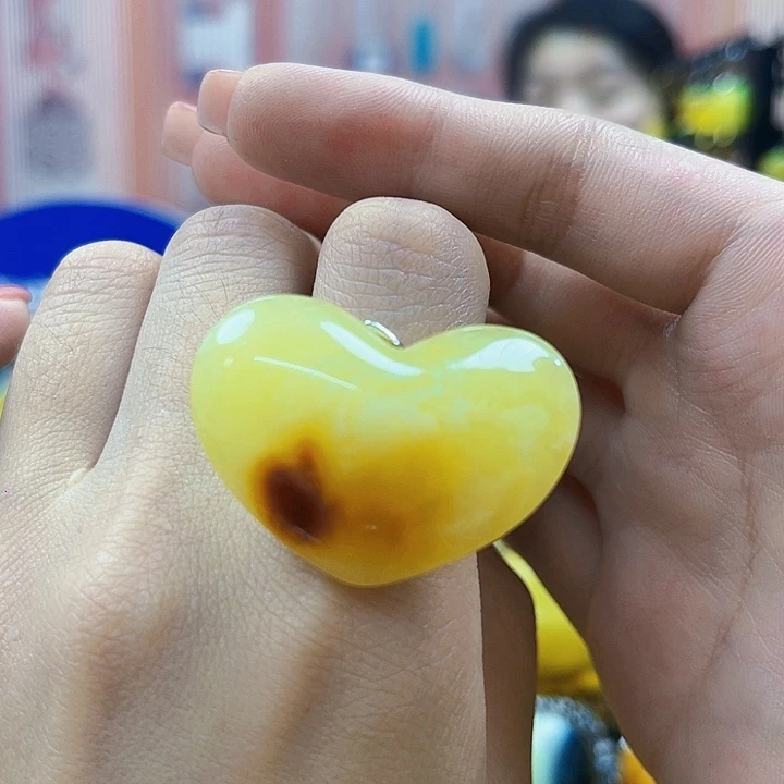 琥珀银S925镶嵌颈饰戒指