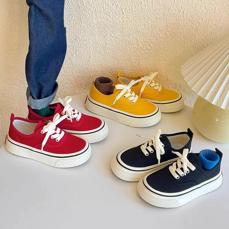 韩版儿童帆布鞋春秋男女童一脚蹬板鞋幼儿园室内鞋学生红色布鞋潮