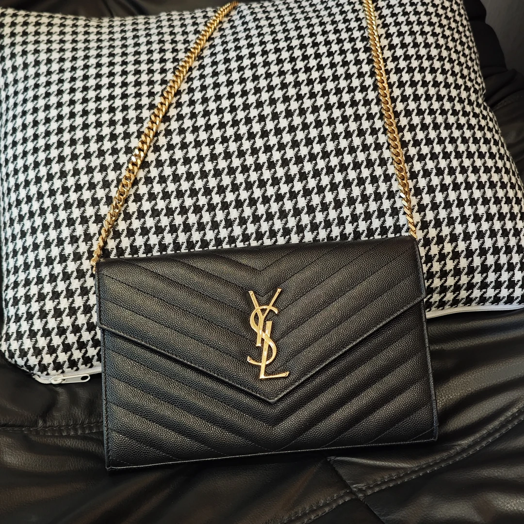 95新 YSL/圣罗兰 奢品阁/圣罗兰黑色信封包
