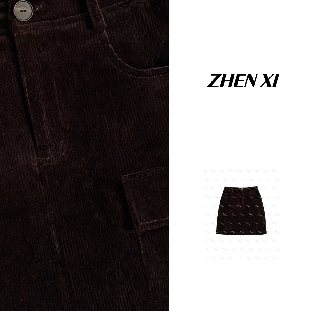 针西【复古裙裤】新款灯芯绒短裙裤高个子穿搭K80053（×退×换）