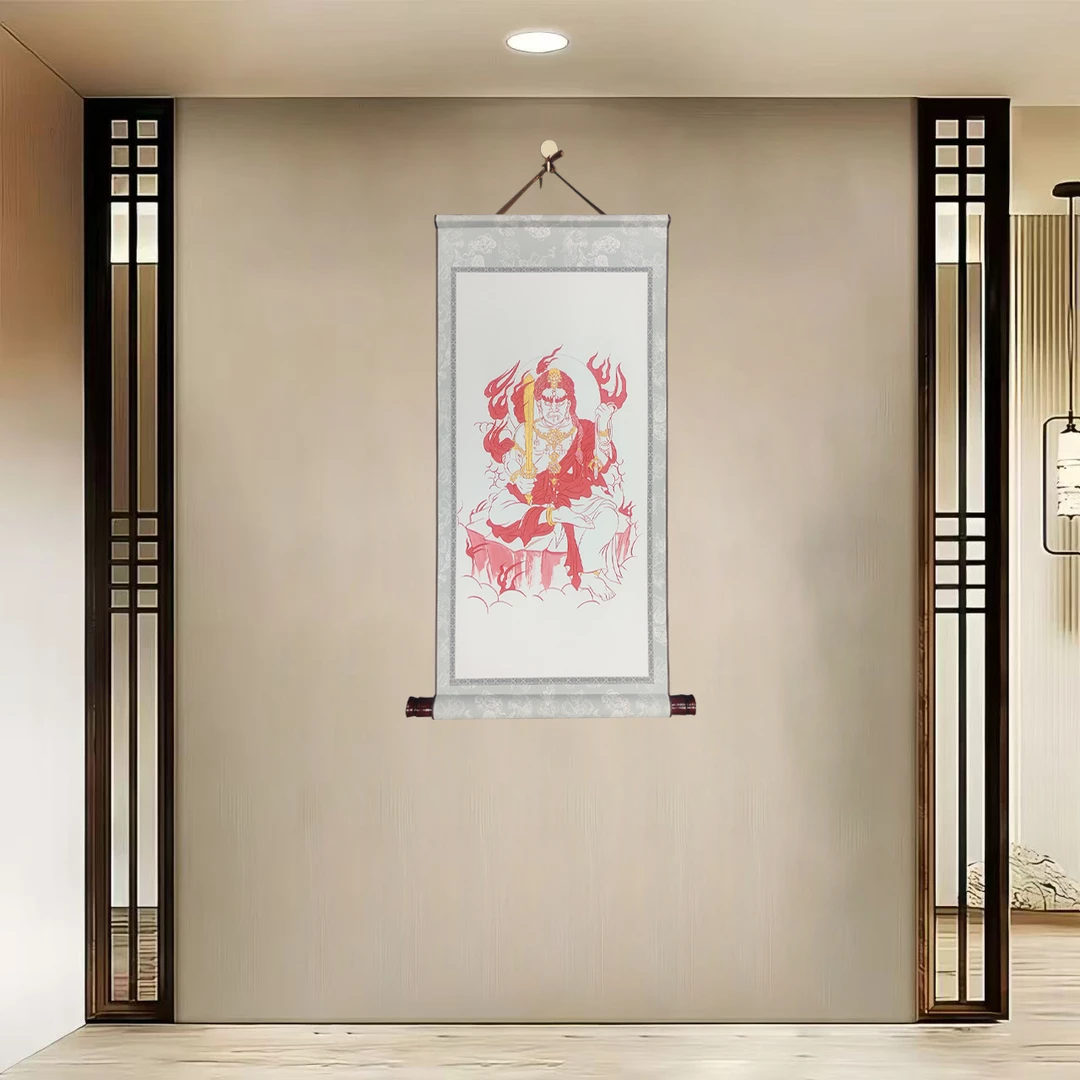 生肖不动明王{鸡}精装裱版卷轴净尺寸40x85cm