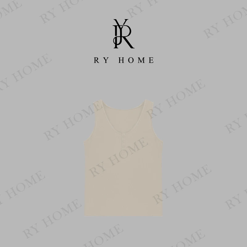 【容雨RYHOME】亚麻＋休闲单排扣吊带背心251BX0066