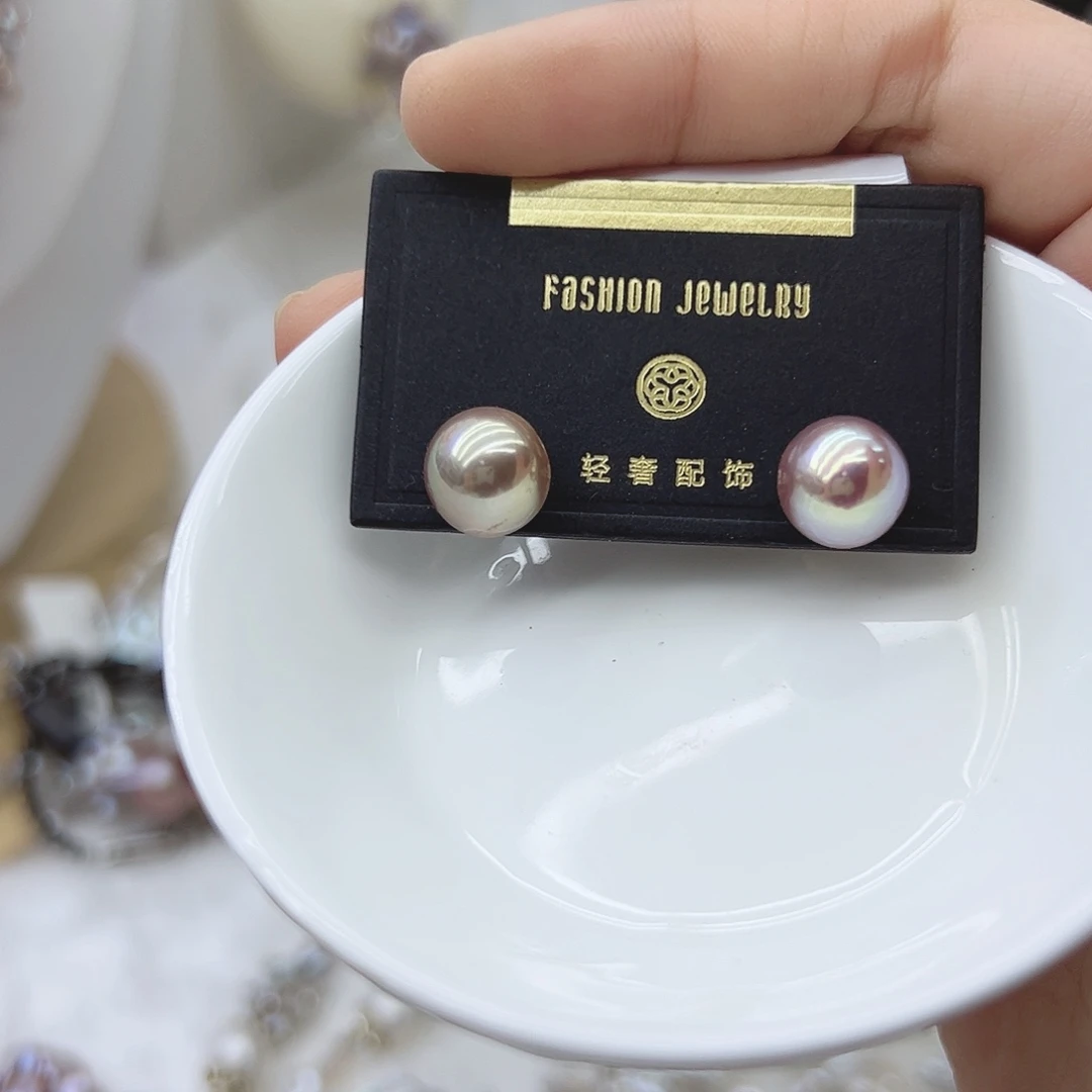 银S925镶嵌淡水珍珠耳饰