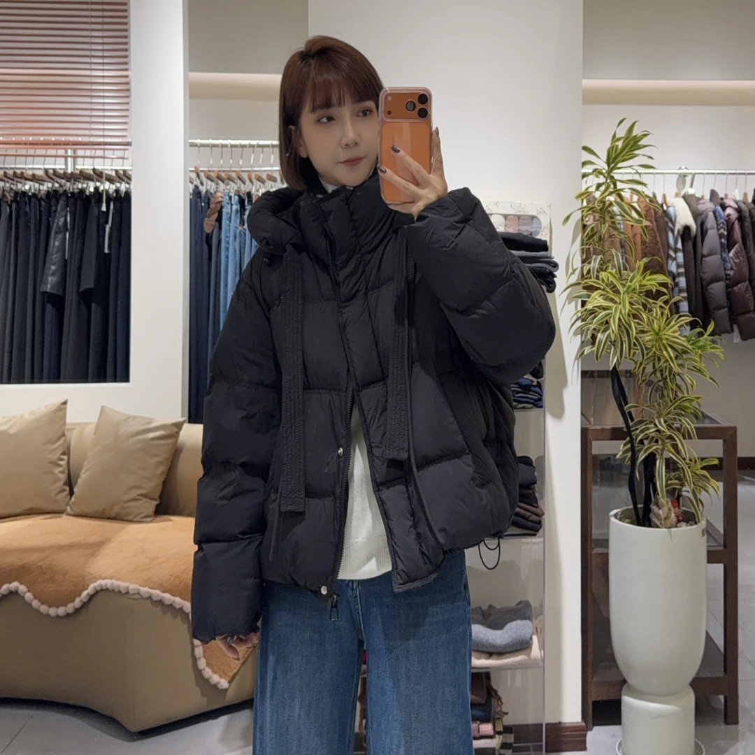 【MY SHAN】冬季新款爆款超好看连帽泡芙高级感90白鸭绒羽绒服25173