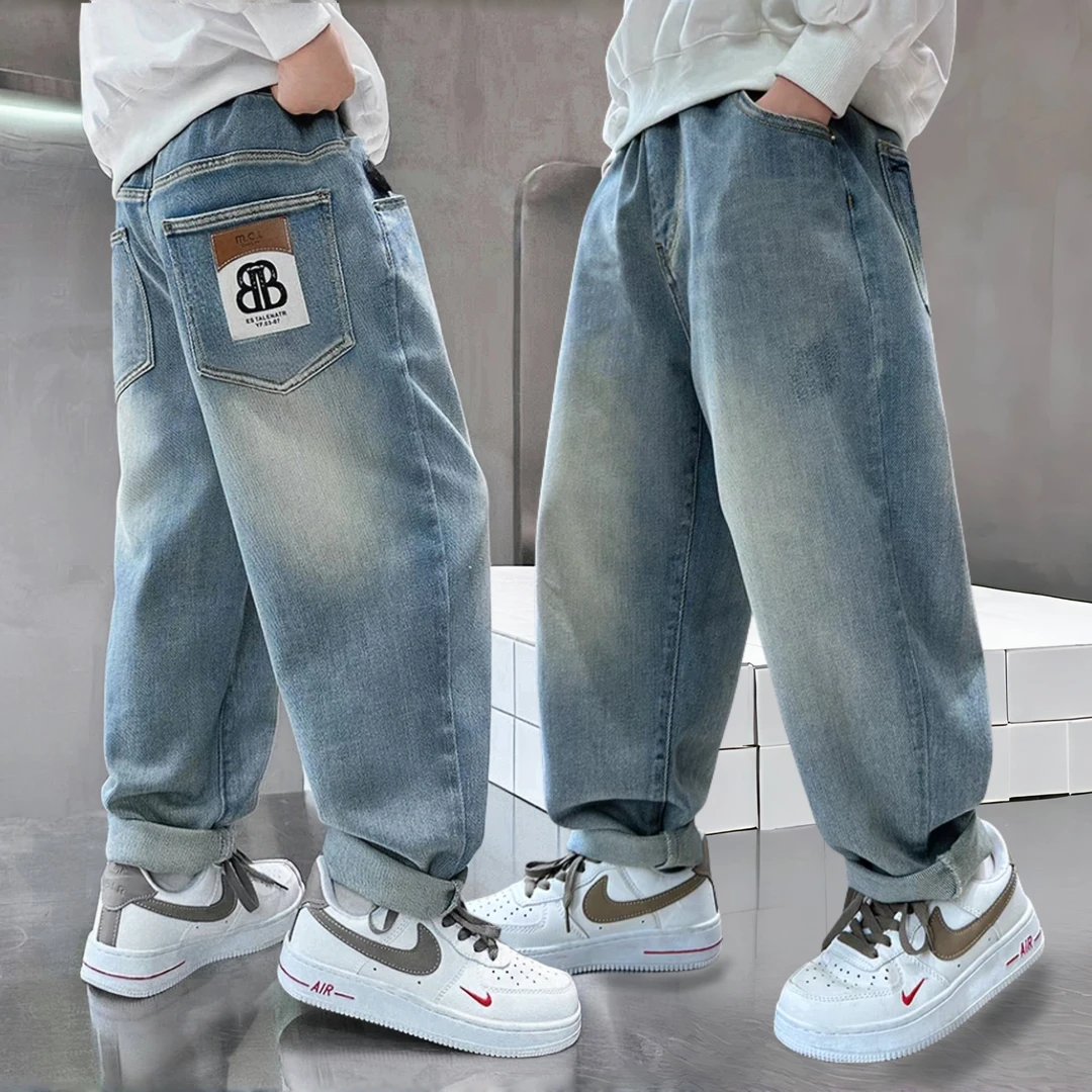 男童牛仔裤春秋休闲长裤中大童新款洋气百搭潮流韩版宽松裤子